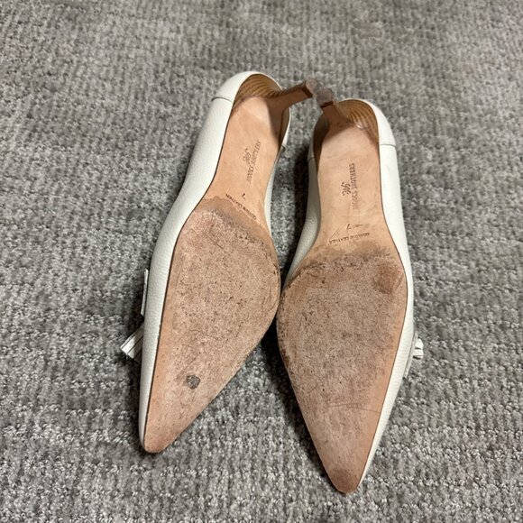 Brooks Brothers 346 Kitten Heels Ivory Leather Women's Size 7 - Picture 6 of 11